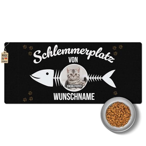 PR Print Royal Napfunterlage mit Name und Foto selbst gestalten - Schlemmerplatz - Futtermatte für Katzen - Personalisiertes Foto-Geschenk für Katzenbesitzer, Waschbar | 90 x 40 cm, rutschfest von PR Print Royal