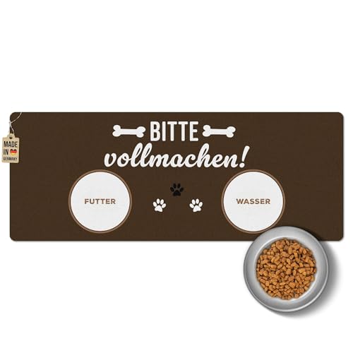 PR Print Royal Napfunterlage mit Spruch - Bitte vollmachen - Futtermatte für Hunde - Geschenk für Hundebesitzer, Waschbar | 80 x 30 cm, rutschfest von PR Print Royal