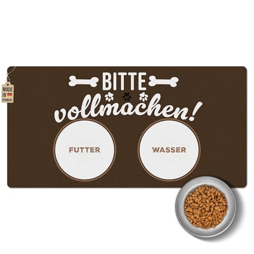 PR Print Royal Napfunterlage mit Spruch - Bitte vollmachen - Futtermatte für Hunde - Geschenk für Hundebesitzer, Waschbar | 80 x 40cm, rutschfest von PR Print Royal