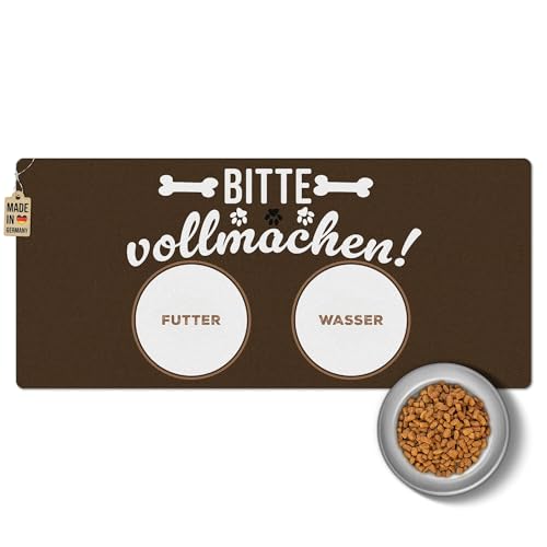 PR Print Royal Napfunterlage mit Spruch - Bitte vollmachen - Futtermatte für Hunde - Geschenk für Hundebesitzer, Waschbar | 90 x 40 cm, rutschfest von PR Print Royal