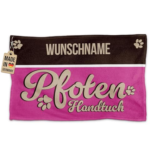 PR Print Royal Personalisiertes Hundehandtuch mit Name selbst gestalten - Pfotenhandtuch - Pfotentuch für Hunde, Haustier-Handtuch | Fotohandtuch, 50 x 30 cm pink von PR Print Royal