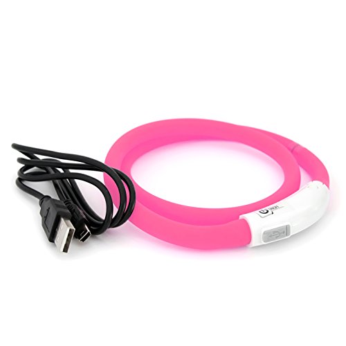 LED Hundehalsband pink Leuchthalsband aufladbar per USB-C Halsband individuell kürzbar PRECORN von PRECORN