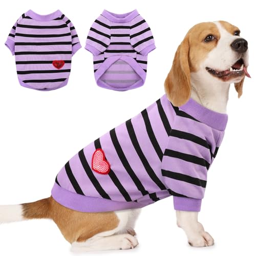 Preferhouse Hunde-Shirts für große Hunde, gestreifte T-Shirts, Hundeweste, Haustierbekleidung, T-Shirts für Frühling und Sommer, geeignet für kleine und mittelgroße und große Haustiere, Französische von PREFERHOUSE