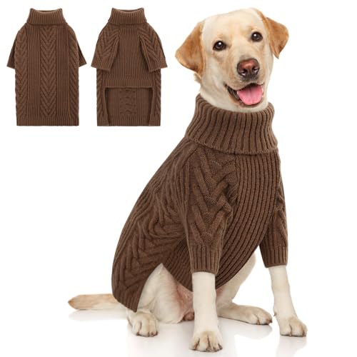 Preferhouse Hunde-Strickpullover für mittelgroße und große Hunde, Winter-Rollkragenpullover, Haustier-Pullover, dickes Sweatshirt mit Beagle, Bulldogge, Husky, Golden Retriever, Labrador, Samojede, von PREFERHOUSE