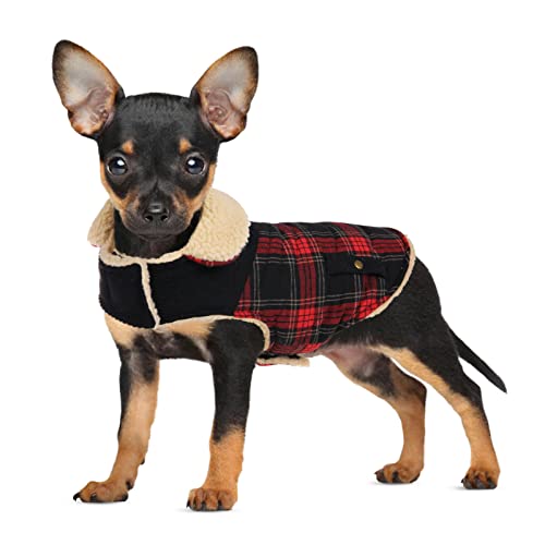 Preferhouse Wintermantel für kleine und mittelgroße Hunde, Welpen-Plaidjacke, Baumwollmantel für kaltes Wetter, winddichte warme Hundekleidung, Haustier Verdickte Outfits Indoor Outdoor, M, S von PREFERHOUSE