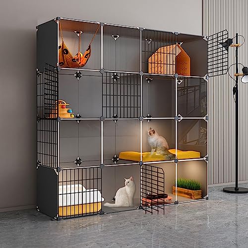 Haustierkäfige für Kleintiere, tragbarer Meerschweinchenkäfig, Kätzchenkäfig für Hauskatzen, Katzenkäfig aus Draht, großer Auslauf, ideal für 1–2 Katzen von PRESSLAY