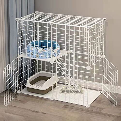 Kätzchenkäfig für Hauskatzen mit Sitzplattformen, stabiles Zubehör für doppelte Katzentransportbox, Haustierkäfige, Laufstallgehege für kleine Katzen (Größe: 29,5 x 15,3 x 28,7 H) von PRESSLAY