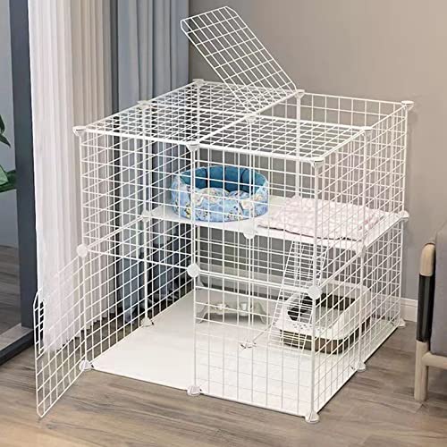 Kätzchenkäfig für Hauskatzen mit Sitzplattformen, stabiles Zubehör für doppelte Katzentransportbox, Haustierkäfige, Laufstallgehege für kleine Katzen (Größe: 29,5 x 29,5 x 28,7 cm) von PRESSLAY