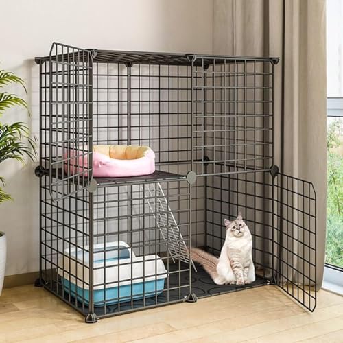 Katzenkäfig, Katzenkäfig für den Innenbereich, DIY-Katzenzaun, abnehmbarer Metalldraht, Kiste, großer Spielplatz, mehrere Größen für Katzenkäfige (Größe: 75 x 39 x 73 cm) von PRESSLAY