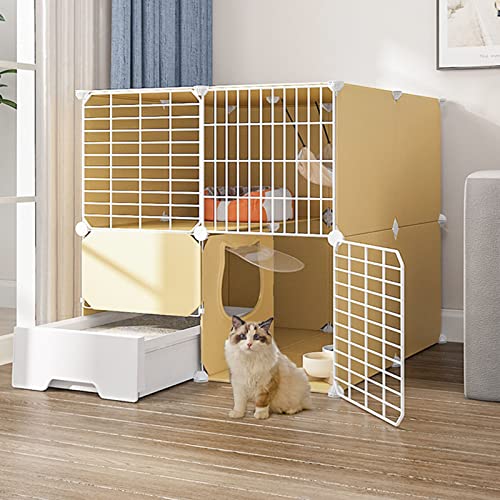 Katzenkäfig - Katzengehege, Chinchillakäfig, groß, für den Innenbereich, mit Katzentoilette, DIY-Katzenlaufstall, abnehmbarer Metalldraht, Kätzchenzwinger, Kiste, Kleintierkäfig für Haustier von PRESSLAY