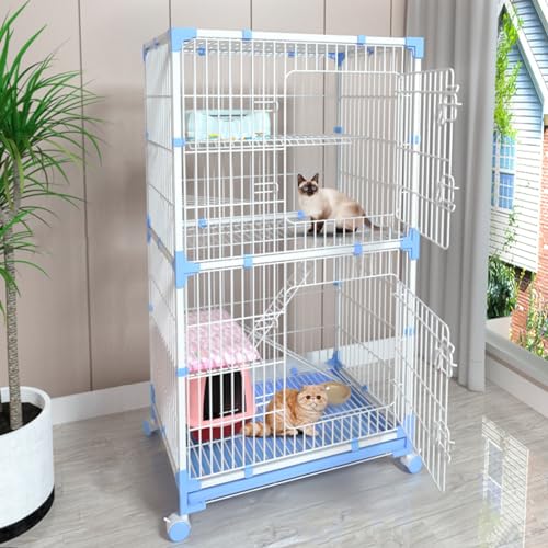 Katzenkäfig mit Rädern, 5-stöckiger Laufstall für Haustiere mit Hängematte, DIY-Katzengehege für den Innenbereich für Kleintiere, abnehmbare Metalldrahthütte, Bewegungsraum für 1–3 Katzen (F von PRESSLAY