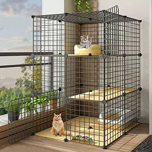 Katzenkäfige Große Haustierkiste für den Innenbereich Abnehmbarer extragroßer Katzenlaufstall, Katzenlaufstall für Kleintiere, DIY-Käfig aus Metalldrahtgitter, leicht zu reinigen, großer Aus von PRESSLAY