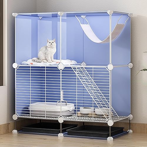 Katzenkisten für Hauskatzen, Katzenkäfige für den Innenbereich, DIY-Haustierheim für den Innenbereich mit Paletten und Plattformen, Metalldrahtzwinger, Katzenlaufstall, Katzenwohnung (Farbe: von PRESSLAY