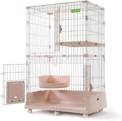 Laufställe für Kleintiere, Katzenkäfig, Katzenkäfig, Laufstall für Katzen im Freien, Frettchenkäfig, 1 Regal, Katzenbett, Rollen | Ideal für 1–2 Katzen (Größe: 86 x 61 x 129 cm, Farbe: C1) von PRESSLAY