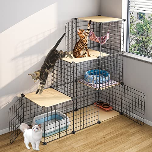 Laufstall für Katzen – Frettchenkäfig, Katzengehege, Aufbewahrung aus Metalldrahtgittern, Regale mit Lagerbehältern, modulares Bücherregal, Schrank, ideal für Zuhause, Wohnzimmer, Büro von PRESSLAY