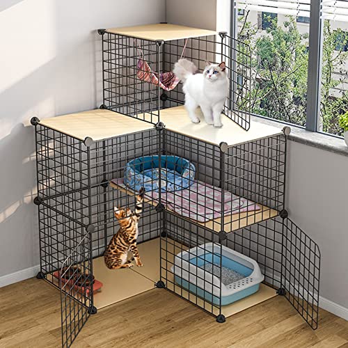 Laufstall für Katzen – Frettchenkäfig, Katzengehege, Aufbewahrung aus Metalldrahtgittern, Regale mit Lagerbehältern, modulares Bücherregal, Schrank, ideal für Zuhause, Wohnzimmer, Büro von PRESSLAY