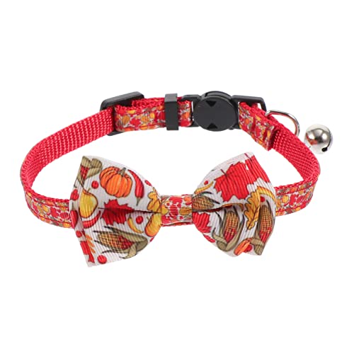 PRETYZOOM 1stk Haustierhalsband Kätzchen-Kragen Thanksgiving-hundehalsband Kätzchenhalsbänder Kätzchen Fliege Kragen Charm-Halskette Kürbis Hundehalsband Polyester Schleife Weihnachten von PRETYZOOM