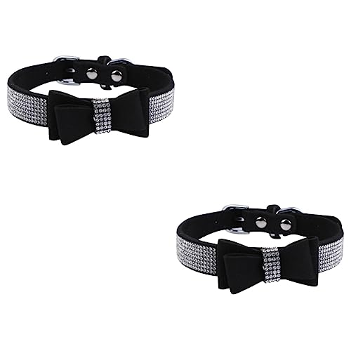 PRETYZOOM 2 STK Hot Diamond Hundehalsband Verstellbare Welpenhalsbänder Für Wurf Glockenhalsband Für Haustiere Hundehalsbänder Für Welpen Glitzer Fliege Modeschmuck Hund Taste Künstlich von PRETYZOOM