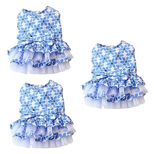 PRETYZOOM 3 Stück Welpenhalsband Haustierkleidung Kleider Sommer Hund Prinzessin Kleider Hund Tüllrock Katze Tutu Kleid Hund Spitzenkleid Hunderock Hundekleidung Hundekleidung Hemd Kleidung von PRETYZOOM