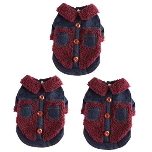 PRETYZOOM 3St Kleidung für Haustiere Denim-Hundepyjama Jeansjacken Hundemantel Hundeweste Kleider stylische Hundejacke Bequeme Hundekleidung Winddicht Baumwollmantel Winterkleidung Polyester von PRETYZOOM