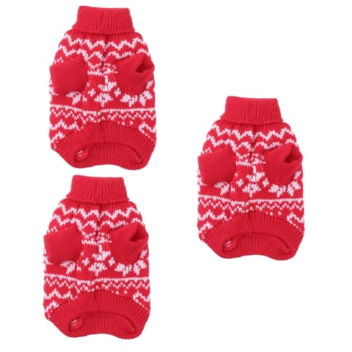 PRETYZOOM 3St Hunde Pullover hundepullover Katze gestrickte Kleidung Welpenkleidung für kaltes laufweste Mädchenkleidung warm halten Pyjama Jacke Sweatshirt Weihnachtskostüme von PRETYZOOM