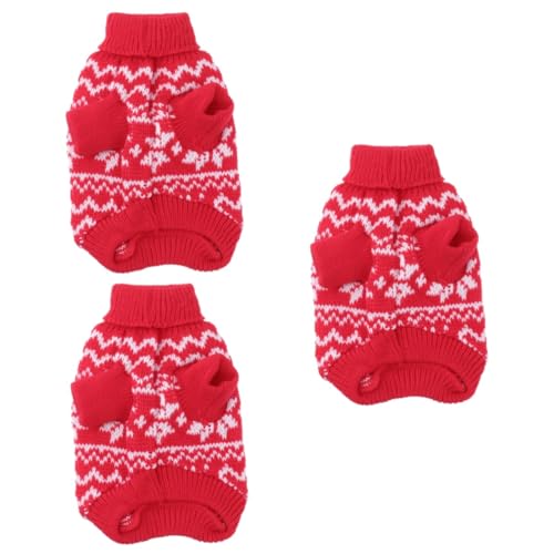 PRETYZOOM 3st Festliche Welpenkleidung Rollkragen-Outfit Für Katze Hundeweihnachtspullover Hundebekleidung Für Große Hunde Kleidung Mit Schneeflockenmuster Für Hunde Großer Hund Mantel von PRETYZOOM