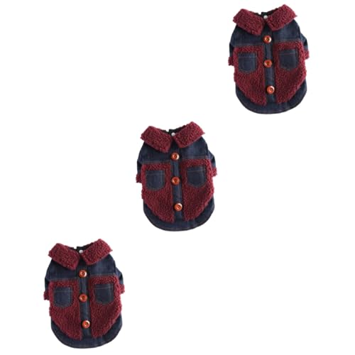 PRETYZOOM 3st Kleidung Für Haustiere Wintermantel Für Hunde Hundekostü Kleidung Welpe Hundemäntel Hund Warme Kleidung Jeansjacke Für Hunde Denim-hundepyjama Reißverschluss Polyester Zubehör von PRETYZOOM