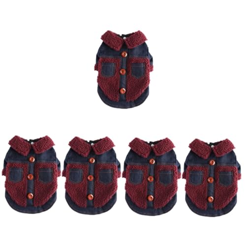 PRETYZOOM 5st Kleidung Für Haustiere Hunde-Hoodie Für Mittelgroße Hunde Denim-hundepyjama Westen Mit Welpenrevers Denim-hundepullover Modische Hundebekleidung Zubehör Polyester Warm Halten von PRETYZOOM