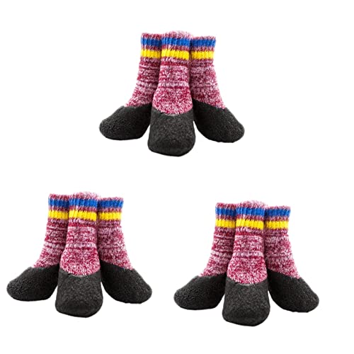 PRETYZOOM 6 Paare Haustier Socken Hundesockenschuhe Für Den Winter Hundegriffsocken Für Große Hunde Socken Mit Sohlen Strumpffüller Für Welpen Hundepfotenschutz Hündchen Outdoor-Schuhe von PRETYZOOM