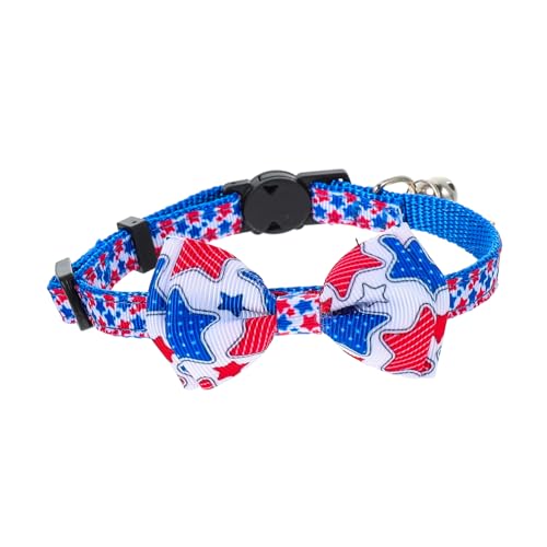 PRETYZOOM Haustierhalsband Zum Unabhängigkeitstag Amerikanische Flagge Katzenhalsband Für Kätzchen Hundehalsband Mit Fliege Verstellbares Dekoratives Halsband von PRETYZOOM