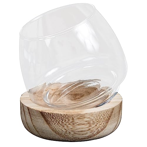 PRETYZOOM Holz Basis Aquarium Blumencontainervase. Glasblassenschalen Beschneiden Terrarium Schüssel Terrarium. Saftiger Glaspflanzer. Klare Vase Für Blumen Wasserschale Hölzern Hängend von PRETYZOOM