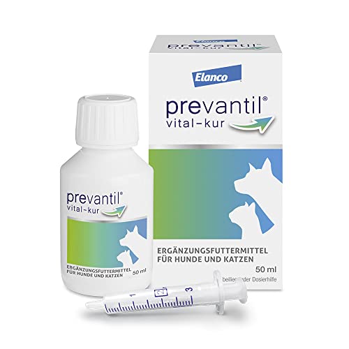 Elanco Prevantil® Vital-Kur, 50 ml: Ergänzungsfuttermittel für Hunde und Katzen mit praktischer Dosierhilfe, mit dem Extrakt der Kaktusfeige, schmackhafte Suspension bei Belastungssituationen von PREVANTIL