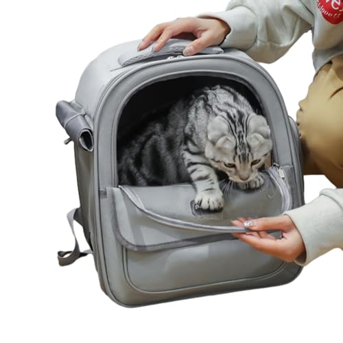 Haustier-Tragetasche, Oxford-Tuch Katzentransportkoffer, belüftete Bubble Katzentragetasche, Katzenreisetasche mit atmungsaktiver Rückenöffnung, Katzenreisetasche für Hunde, Katzen, Kaninchen, Henne von PRIMUZ