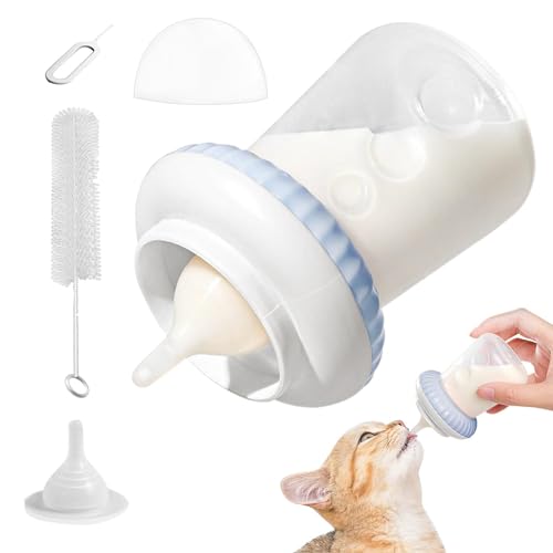 Kätzchen-Stillflasche, Anti-Erstickungs-Welpen-Futterspender, abnehmbar, Silikon-Futternippel, Kätzchen-Flaschen zum Stillen, für alle Kätzchenrassen und andere Tiere von PRIMUZ