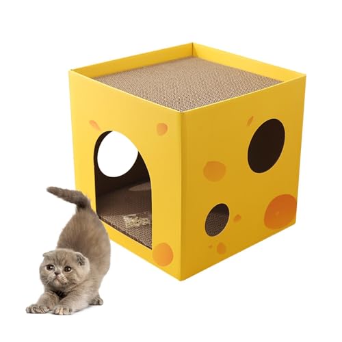 Katzenkratzer aus Karton, Katzenkratzbrett, Eco Frienndly Katzenkratzhaus, Karton mit natürlicher Maiskleberbindung für Indoor-Katzen spielen von PRIMUZ