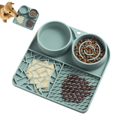 PRIMUZ Haustier-Slow-Food-Matte, 2-in-1-Napf-Leckmatte Mit Saugnäpfen, Hunde-Leckunterlage, Langsame Fütterungs-Puzzle-Aktivität Zum Stressabbau, Langeweile-Reduzierer Für Hunde Und Katzen von PRIMUZ