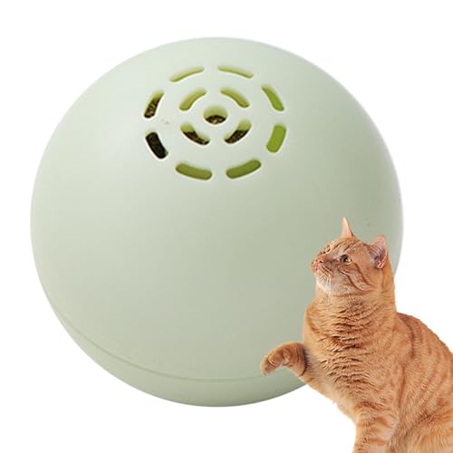 PRIMUZ Interaktives Katzenspielzeug, Katzenmusik-Ball-Spielzeug mit eingebautem Empfindlichkeitsauslöser, einziehbare Feder, Katzenspielzeug, Leckerli-Spender mit Tiergeräusch für Indoor-Katzenübungen von PRIMUZ