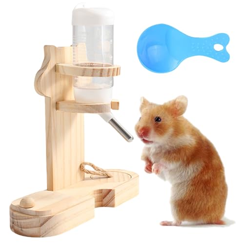 PRITOK Hamster Trinkflasche mit Ständer: Hamster Wasserspender Hängend Haustier Automatischer Wasserspender, Kleintiertränke Auslaufsicher Düse Hamster Zubehör für Meerschweinchen, Hasen (125ml) von PRITOK