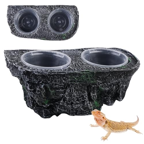 PRITOK Saugnapf Fütterung Ledge: Reptile Feeding Cup Gecko Feeder, Reptile Growth Terrarium Zubehör, Reptilien Fressnapf, Reptilien Wasserschale für Reptilien Geckos Vogelspinnen Eidechse Schildkröte von PRITOK