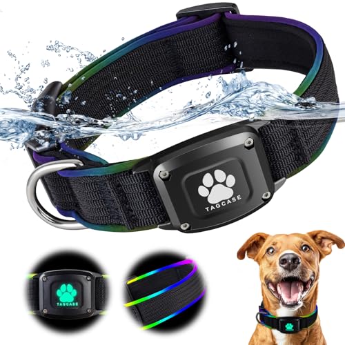 Reflektierendes Airtag-Hundehalsband, IP68 wasserdicht, Airtag-Hundehalsband, verstellbares Nylon-Halsband mit Sicherheitsschnalle, geeignet für mittelgroße und große Hunde. von PROFAVO