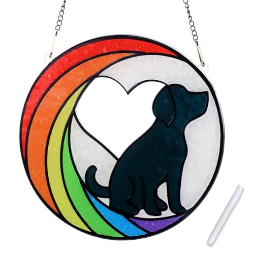 PROKEI Buntglas-Fenster-Gedenkgeschenk für den Verlust eines Hundes oder einer Katze, Trauer-Sonnenfänger, durchdachte Art, die Erinnerung an einen geliebten Hund und eine Katze zu ehren, nostalgische von Prokei