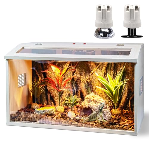 Prolee Reptilien-Terrarium, 61 cm, Eidechsen-Tank, Bartdrache, mit Metallgitter-Dachtür, Schlangen-Tank mit Schloss-Design, Eiche, 61 cm von PROLEE