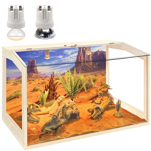 Prolee Bartagamen-Tank, Reptiliengehege, Schlangenpanzer, Reptilien-Terrarium, integrierte Leuchten mit Schalter, 2024 neuestes Upgrade (61 l lang, klares Acryldach) von PROLEE