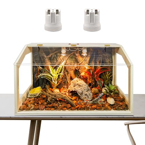 Prolee Reptilien-Terrarium, groß, 61 x 40,6 x 40,6 cm, verbesserter Bartdrachen-Tank mit Dachtür, Schlangentank mit integrierter Lampenfassung und Schalter, Seitenfenster, 61 cm von PROLEE