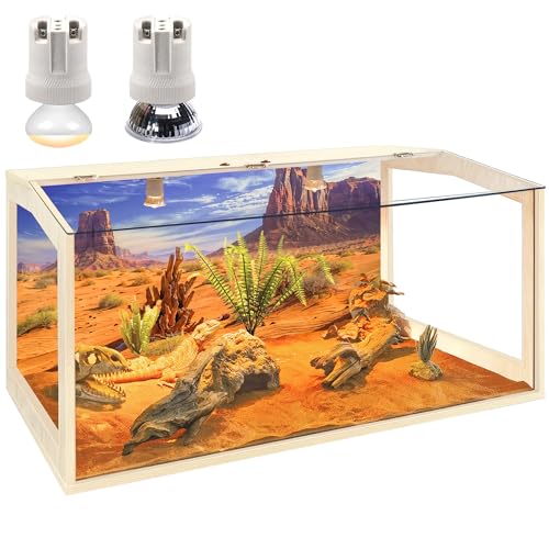 Prolee Reptilien-Terrarium, groß, 81,3 x 40,6 x 40,6 cm, verbesserter Bartdrachen-Tank mit Dachtür, Schlangentank mit integrierter Lampenfassung und Schalter, Seitenfenster, 81,3 cm von PROLEE