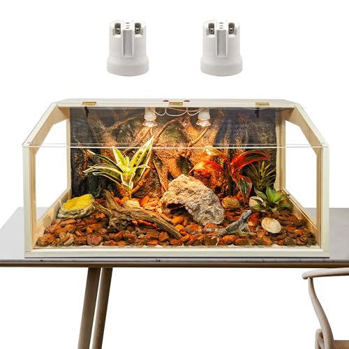 Prolee Reptilien-Terrarium, groß, 81,3 x 40,6 x 40,6 cm, verbesserter Bartdrachen-Tank mit Dachtür, Schlangentank mit integrierter Lampenfassung und Schalter, Seitenfenster, 81,3 cm von PROLEE