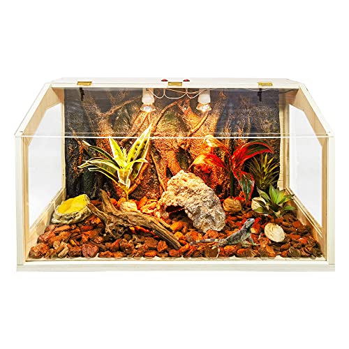 Prolee Reptilien-Terrarium, Eidechsen-Tank bis zu 28 Gallonen, Bartagamen-Tank mit Dachtür, Schlangen-Tank mit integrierter Lampenhalterung und Schalter (21 Gallonen, 61 cm lang, aufklappbares von PROLEE