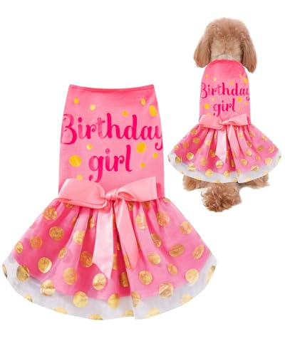 Geburtstag Mädchen Hund Tüll Kleid Hund Geburtstag Kleider für kleine Hunde Mädchen Katze Bekleidung (Größe M) von PROMOTED TO BIG SISTER