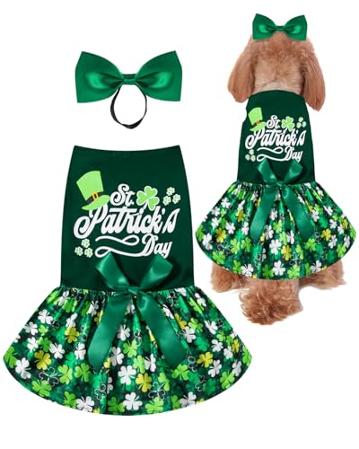 St. Patrick's Day Hundekleid für mittelgroße Hunde mit Stirnband (Grün, Größe M) von PROMOTED TO BIG SISTER