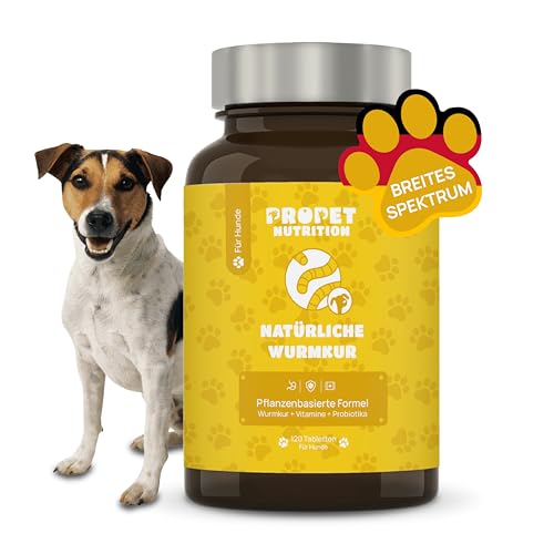 Wurmkur Hund. Entwurmungsmittel für Hunde. 120 Tabletten. Probiotika Hund + B-Vitamine. 100% Natürliches Wurmmittel. Pflanzliche Wurmkur-Alternative bei Wurmbefall. Beseitigt und Verhindert Würmer von PROPET NUTRITION